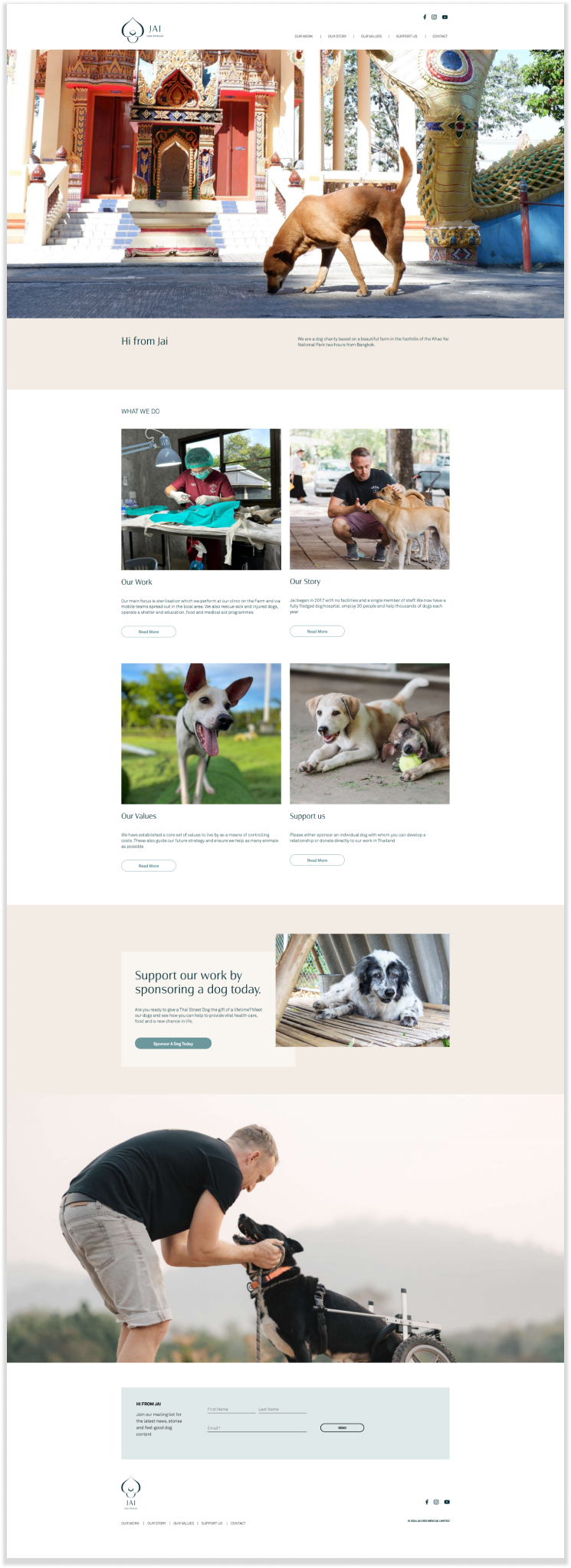 Jai Dog Rescue webpage design screenshot by Crush